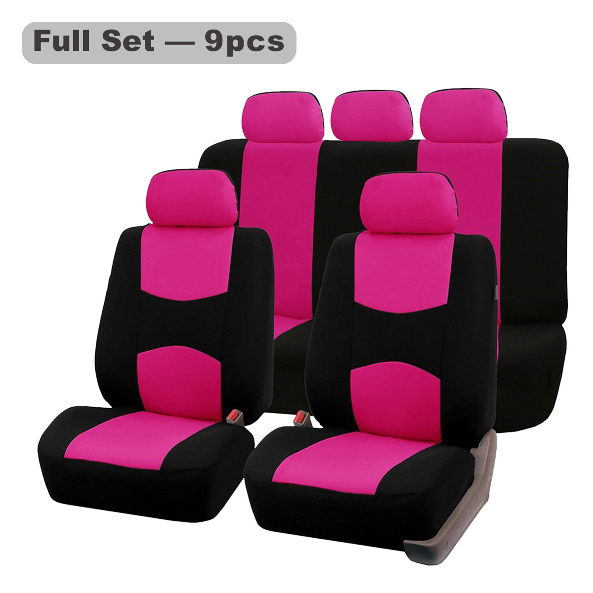 General polyester cloth car seat cover 9 sets_voghion.com