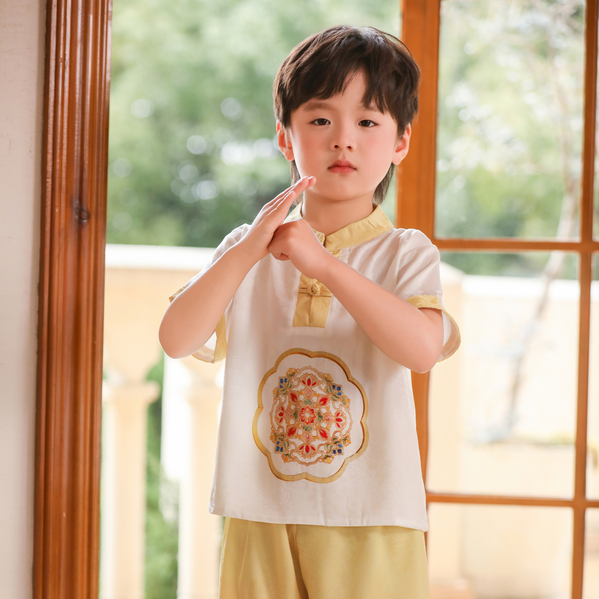 儿童汉服童装周岁礼服男童唐装夏季套装国风童装宝宝园服国学服装