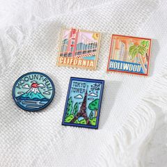 歐美熱銷建築物徽章富士山 好萊塢胸針合金滴油配飾紀念品禮品