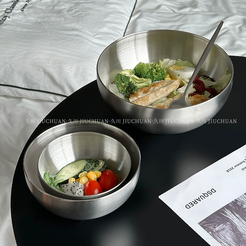 Корейская миска для салата холодной лапши, миска для в Bibimbap из нержавеющей стали, большая фруктовая миска, бытовая, простой металл, индустриальный стиль, коммерческая