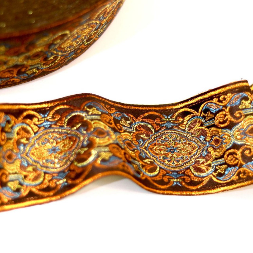Cinta floral completa de 5,9 cm de ancho, cuello étnico, puños, cortina, sofá, mantel, tapete de té, bandera de mesa, yurta
