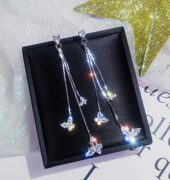 1 Paire Élégant Papillon Incruster Alliage Cristal Boucles D'oreilles display picture 5