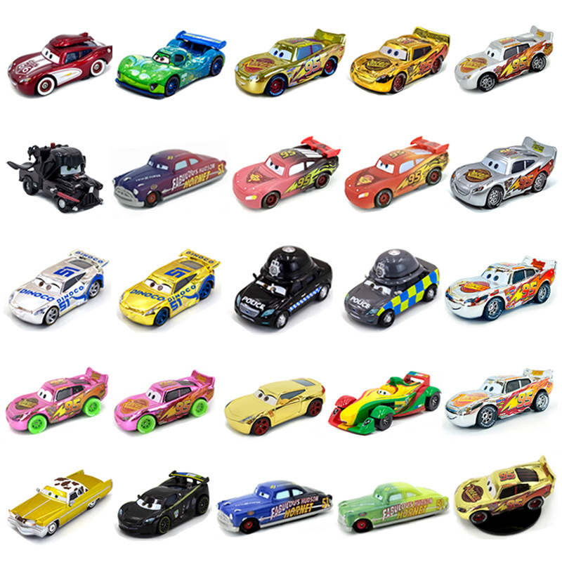 Racing Car Story Golden silver McQueen Color Changing McQueen Black Samurai Mater Police Car Electroplated Toy Car Model