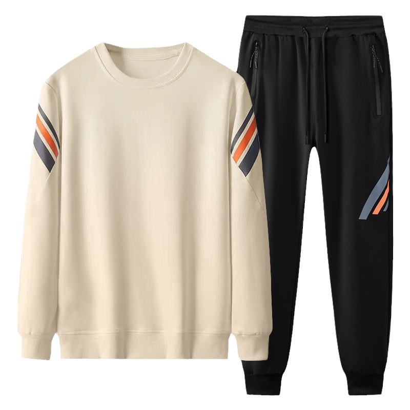 Otoño casual de tres barras sweaters de cuello redondo conjunto de pareja de pantalones de dos piezas set 8928