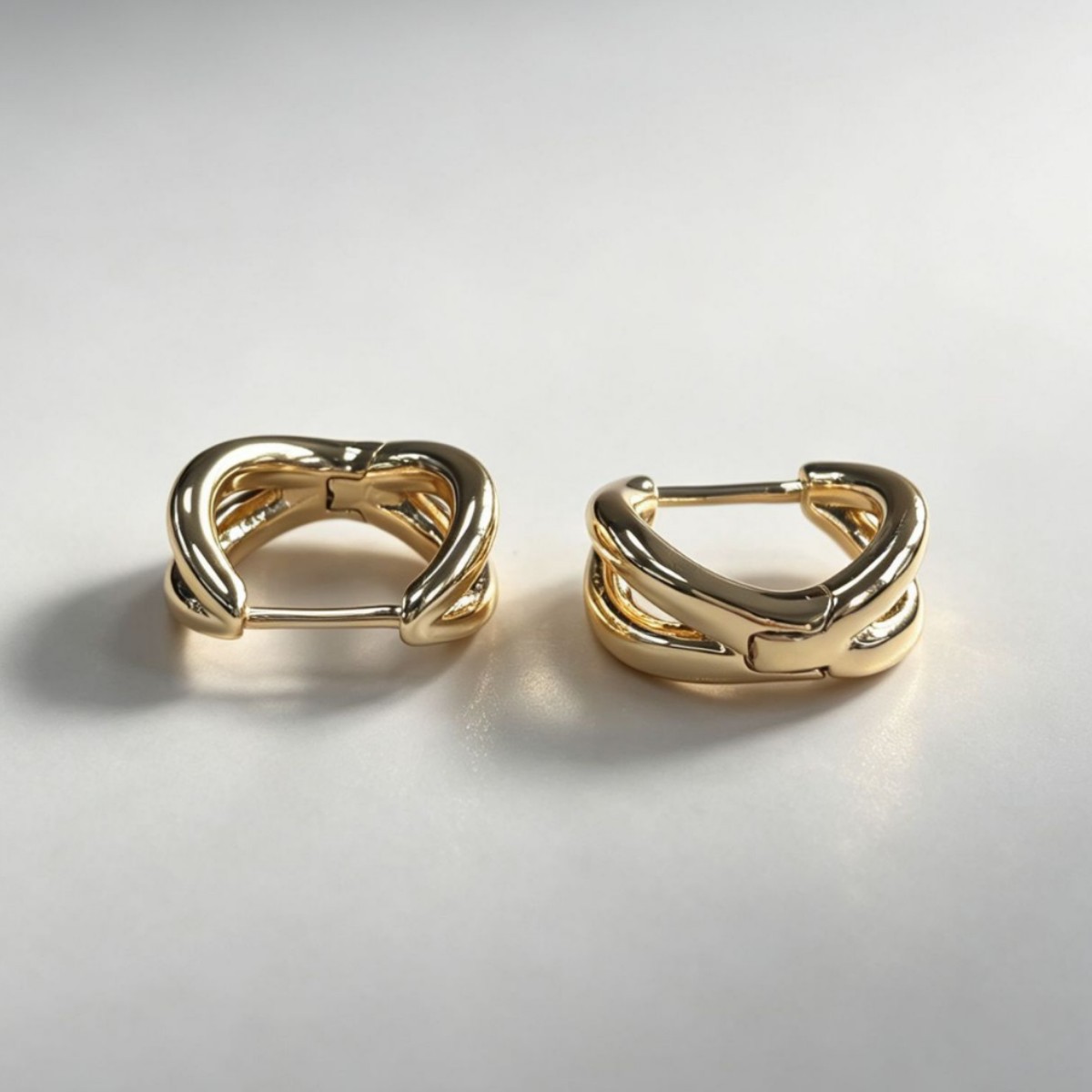 Elegant Double Layer Circular Spring Ear Clips Minimalist Style_voghion.com