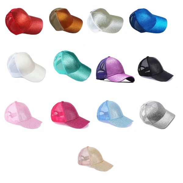Cross-Border Classic Quick-Dry Wide-Brim Children's Baseball Cap with Shiny Ponytail Sequin Design, Fashionable Sun Protection Casual Versatile Hat