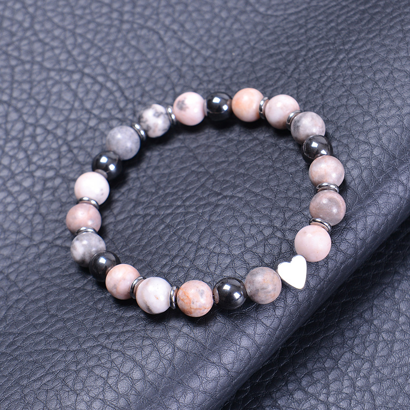 Retro Heart Shape natural stone Agate Beaded Bracelets 1 Piece