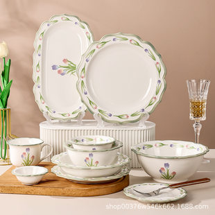 (Wholesale), ceramic brand minimalistic tableware, soup bowl, set for home use, light luxury style