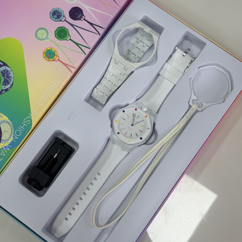 Cross-border bestseller Century co-branded octagonal wall clock AP style quartz watch SW bestseller in stock candy color four-in-one set Cross-border bestseller Century co-branded octagonal wall clock AP style quartz watch SW bestseller in stock candy color four-in-one set
