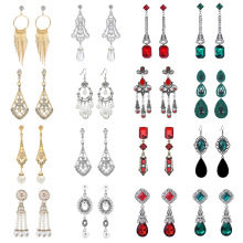 1920化妆舞会珍珠耳环女盖茨比派对镶钻耳饰新娘婚礼舞会耳环现货