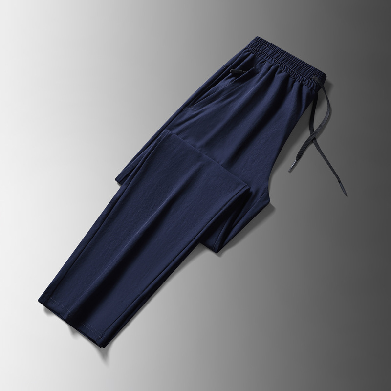 Pantalones de seda de hielo para hombres de verano delgados aumentando el tamaño suelto aire acondicionado pantalones de secado rápido pantalones deportivos casuales para hombres