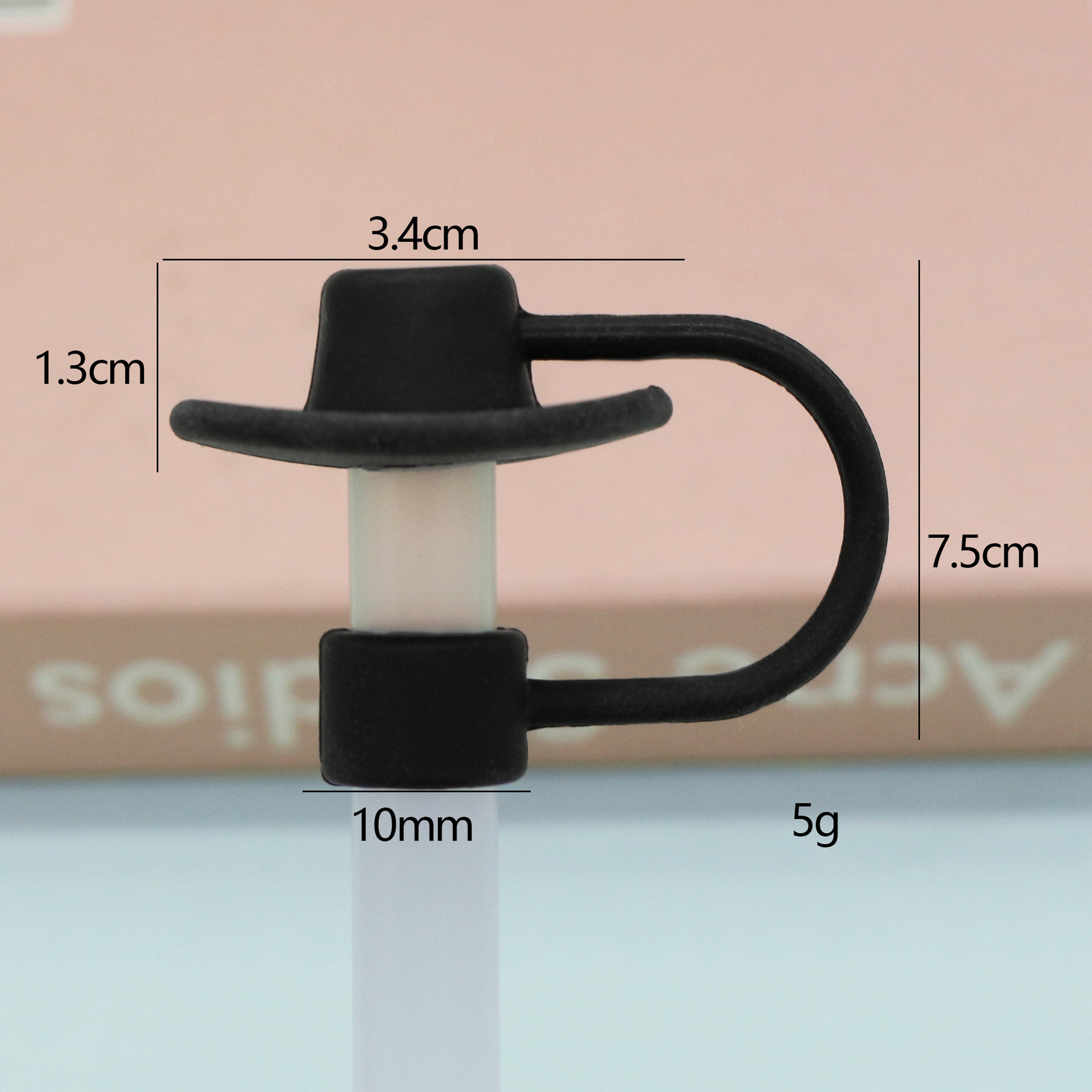 Sombrero vaquero negro de silicona de 10 mm
