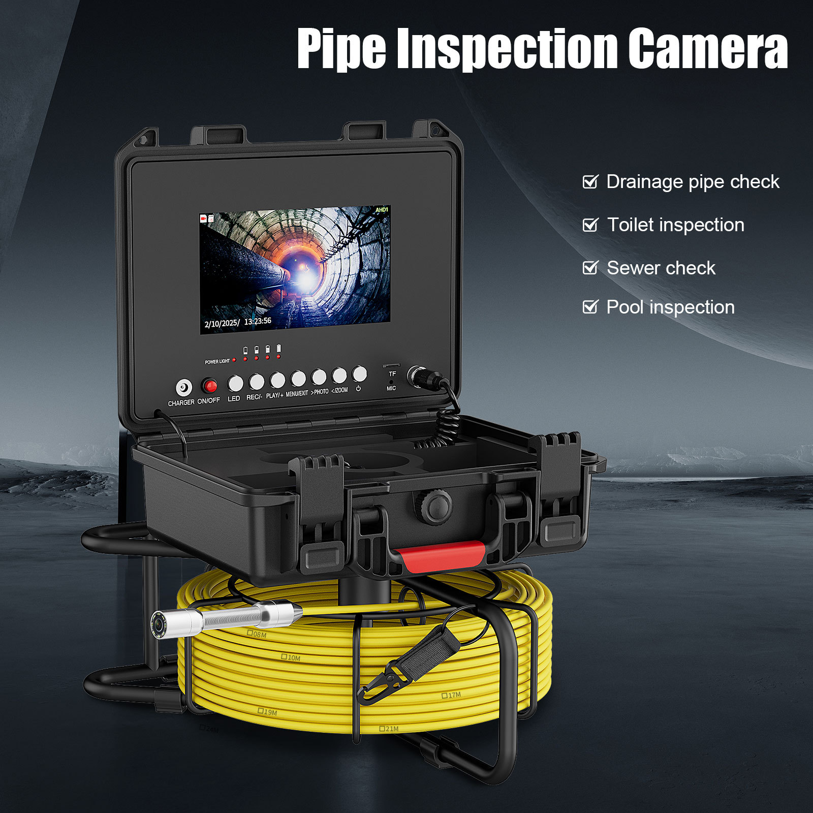 AHD endoscope, 1080P HD, 7 inch, 17-23mm probe