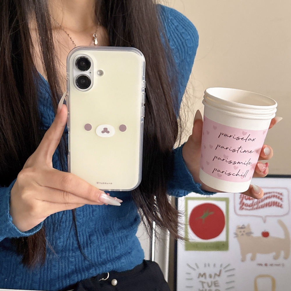 Expresión de oso lindo de dibujos animados simple para Apple 16ProMax funda para teléfono móvil 15 Apple 14 pareja 13 colgante