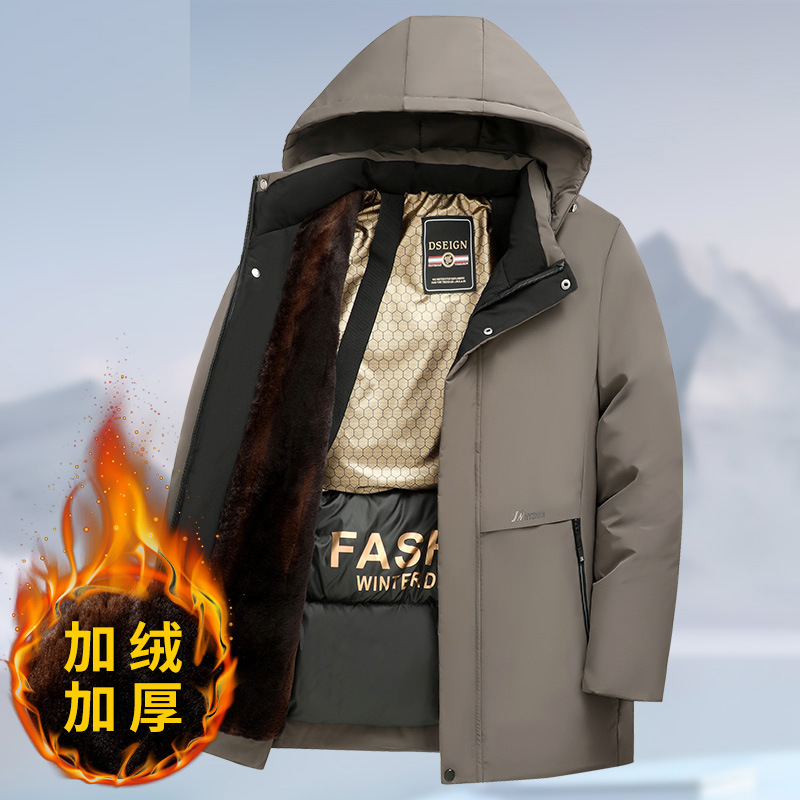 2024 new autumn and winter dad cotton-padded fleece-lined thickened middle-aged and elderly men's coat grandpa down cotton-padded jacket