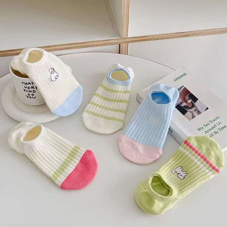 Women's Socks Dopamine Shallow Socks Women's Summer Thin Non-Slip Non-Falling Boat Socks Cute Puppy Invisible Socks Wholesale