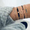 Retro metal bracelet with tassels, set, accessory, boho style