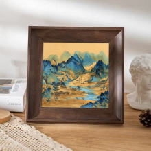 新中式客厅千里江山图桌面摆台装饰画茶桌办公桌山水风景相框摆画