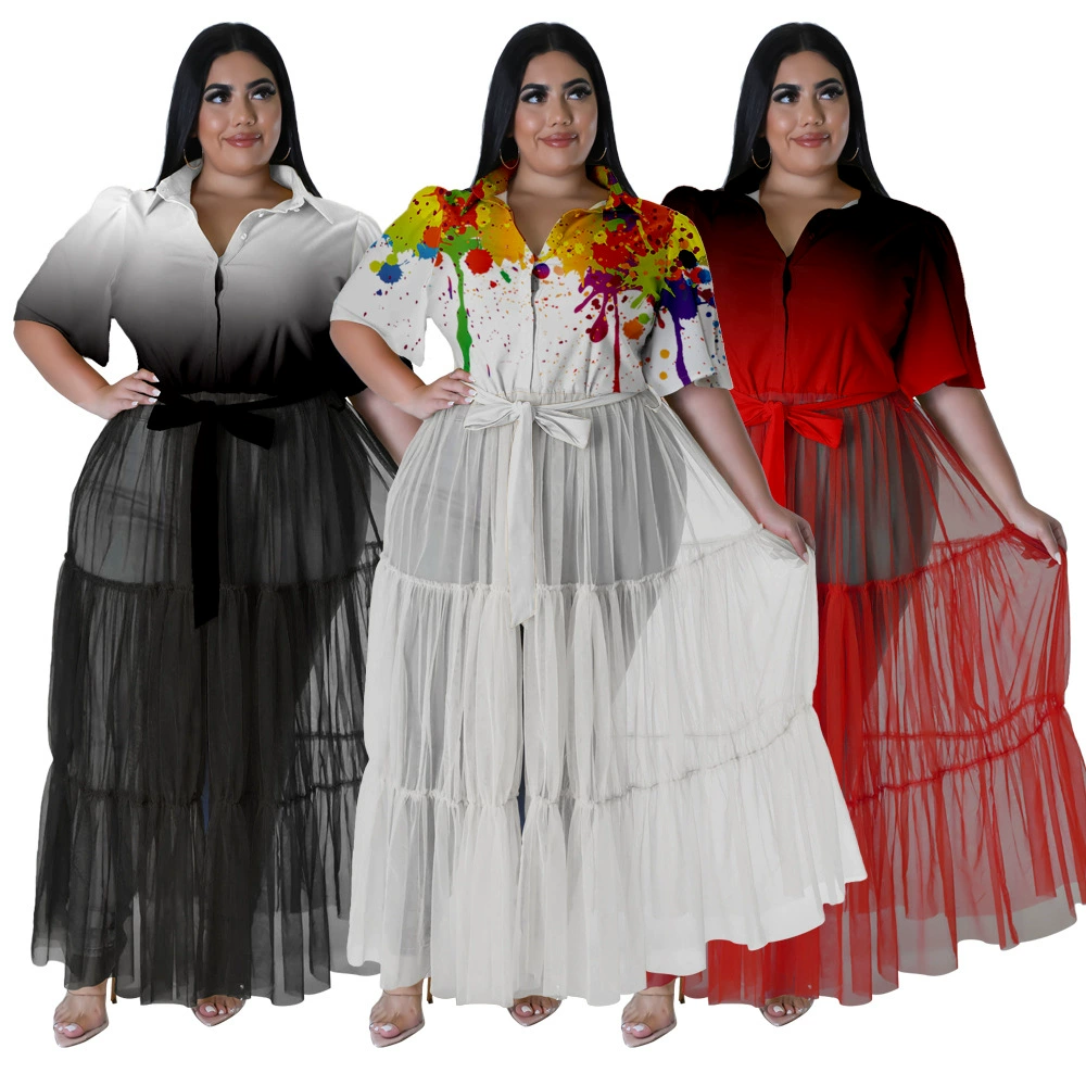 Summer shirt, dress, 2023, European style, plus size, Amazon