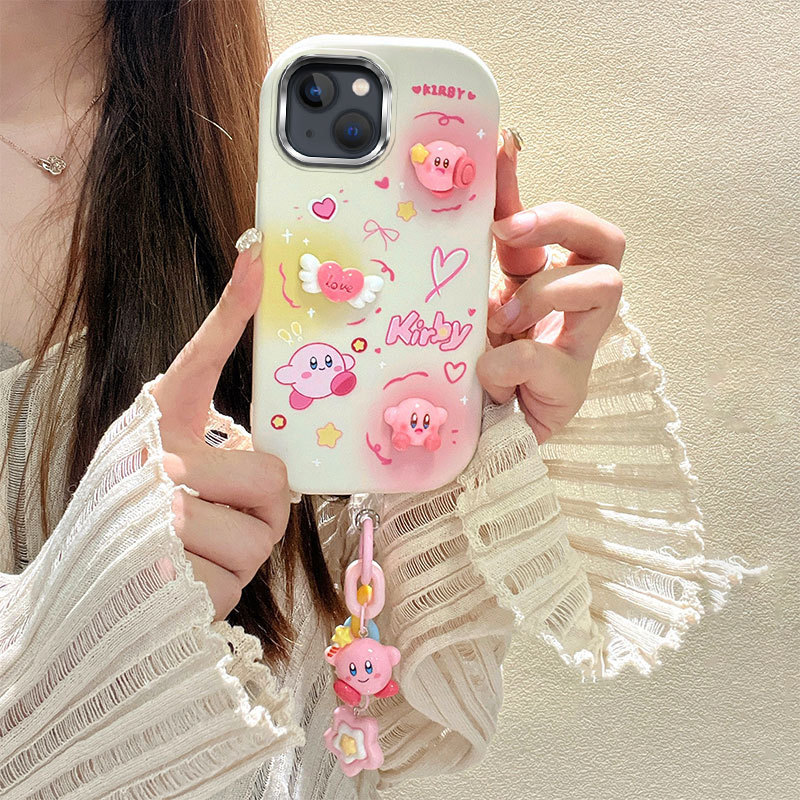 Suitable for Apple Iphone14Plus Cartoon Fashion 15Pro Stereo All-Inclusive Electroplated Mobile Phone Case Bracelet Fresh