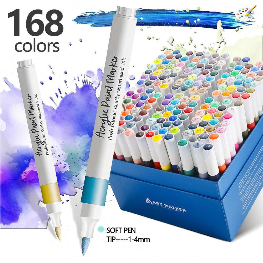Una pluma de acrílico de cabeza suave de secado rápido a prueba de agua pincel de dibujo de niños 80 color conjunto de pincel de acuarela