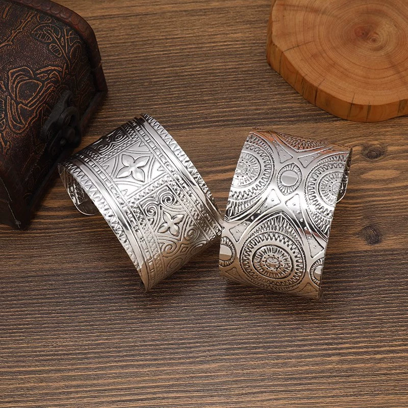 Retro ethnic carved bracelet, accessory, ethnic style, boho style