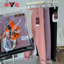 雅鹿男女保暖秋裤男款磨毛高弹打底裤线裤衬裤内穿女士保暖