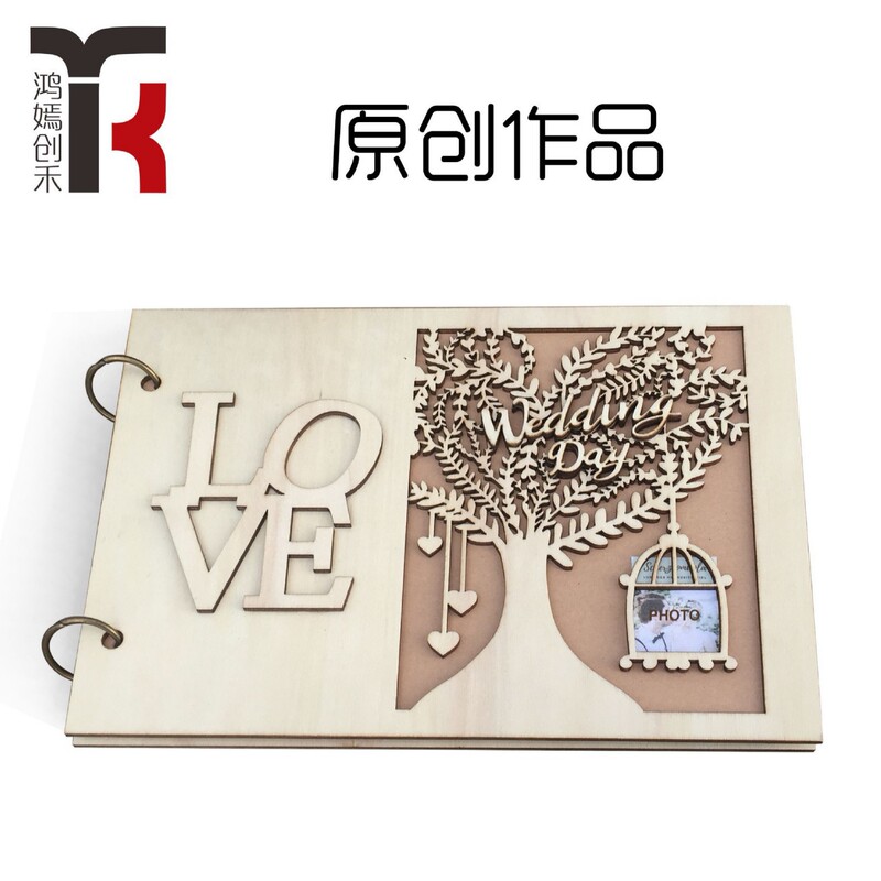 Wooden New Style Mr. and Mrs. Photo Frame Mrmrs Wedding Guest Sign-In Book Wedding Signature Book Wooden Loose-Leaf Book
