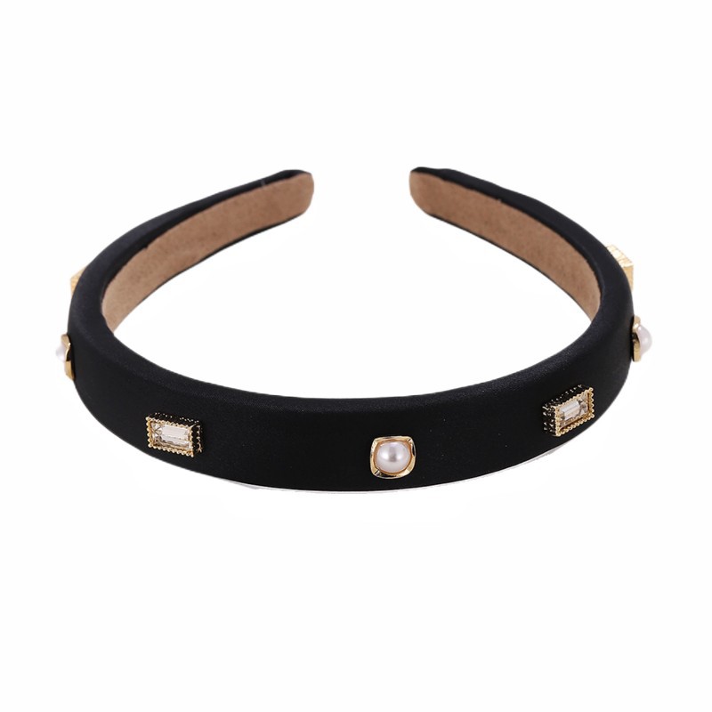 Estilo francés de la perla de tela vintage diadema ZIRCON hembra luz nicho de lujo diadema fuera lavado de cara aumento cráneo superior diadema marea