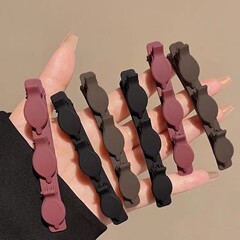 高級感シンプルなフロスト二重編みヘアクリップ怠け者砕髪前髪クリップ固定器女性カモ口クリップ髪飾り