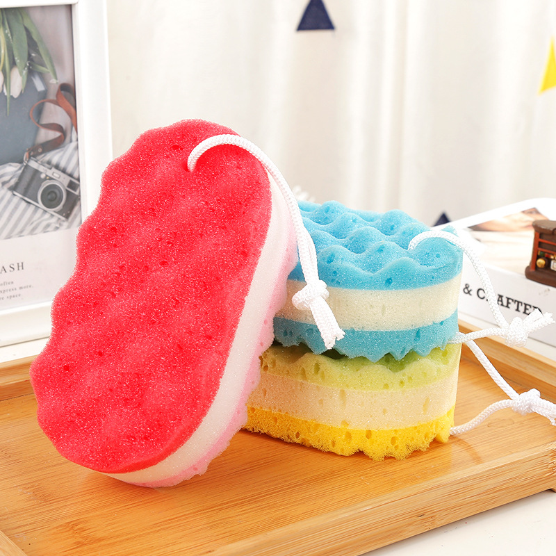 Esponja de baño de tres capas esponja de algas esponja de baño para adultos Bola de baño esponja de baño espalda Baño de flores Baño de bebé Algodón