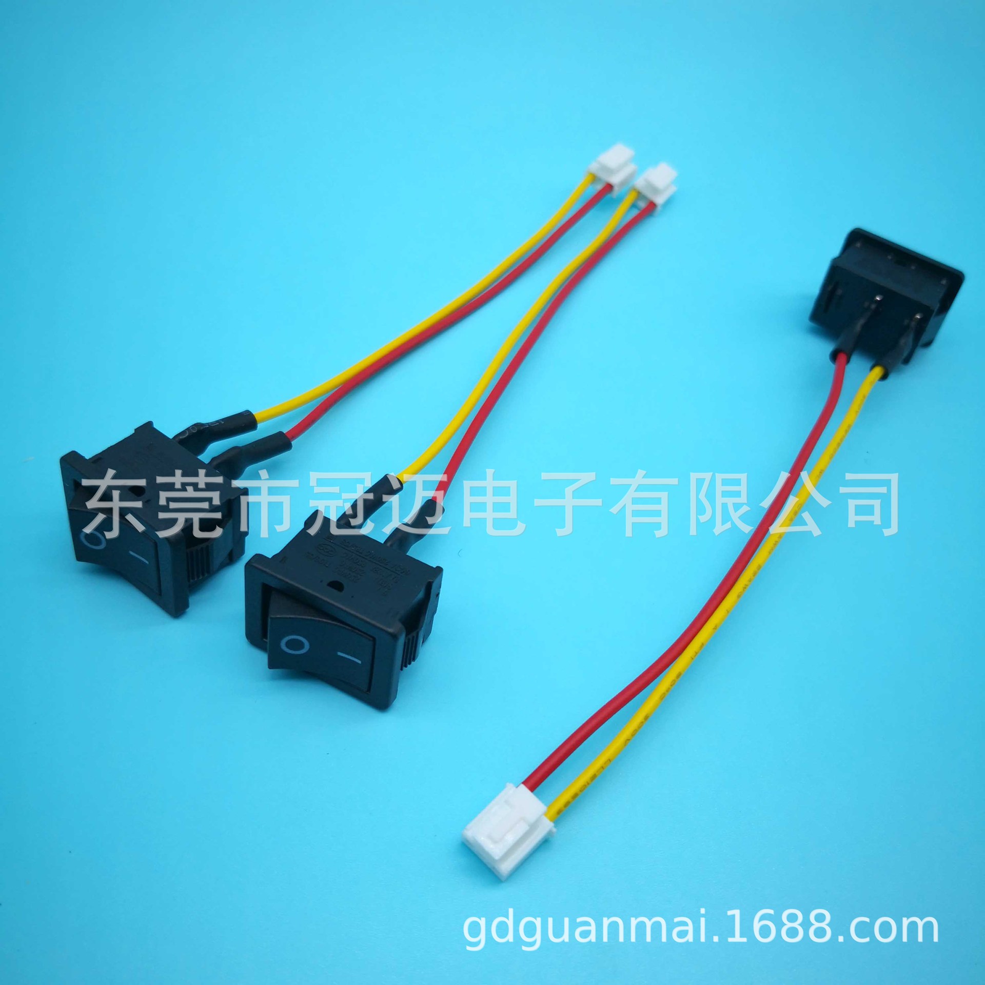 RS601A船形开关 21*15 两脚两档 方形 6A250V 翘板 船型 焊线接线