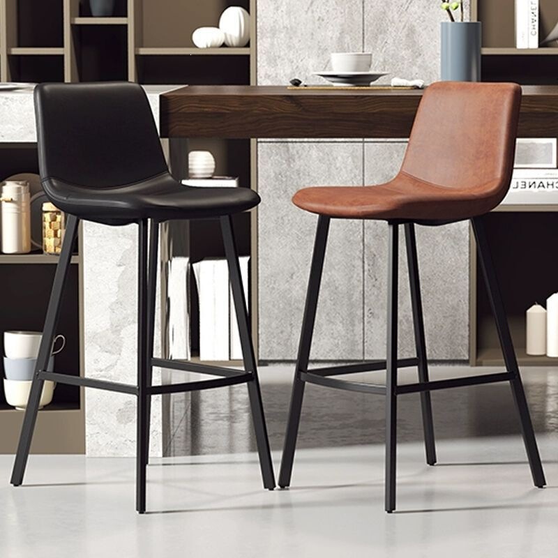 Nordic high stool home use bar chair with backrest designer front desk chair creative bar stool modern minimalist bar chair