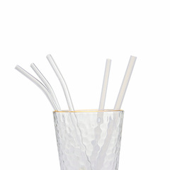 2F transparent glass straw heat resistant cute scale cup environmental protection children silicone straw bend head water cup straw set 