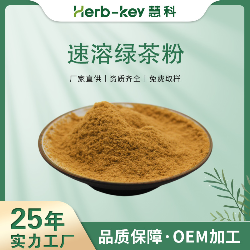 Instant Green Tea Powder Huike Manufacturer 80 Mesh Water-Soluble Green Tea Extract Powder Ready for Delivery Free Shipping Food Grade