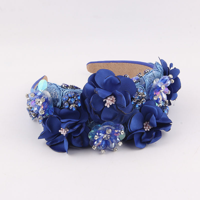 Retro Flower Cloth Inlay Rhinestones Hair Band display picture 2