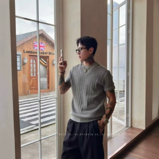 短袖t恤男潮牌夏季宽松五分袖2026年新款网红潮流ins简约上衣服