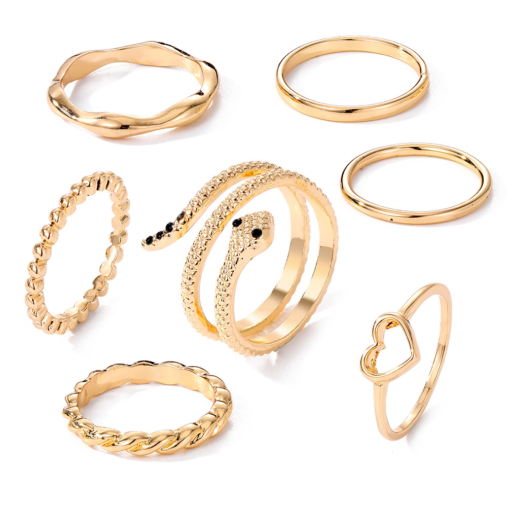 Set di anelli minimalisti impilabili con zirconi per donna_voghion.com