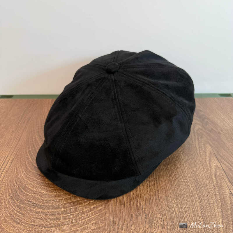 日系复古高品质麂皮绒报童帽子男女秋冬英伦风大版型显脸小八角帽|undefined