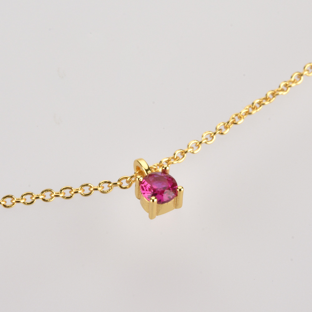 S925 Sterling Silver Color Zircon Cobblestone Necklace