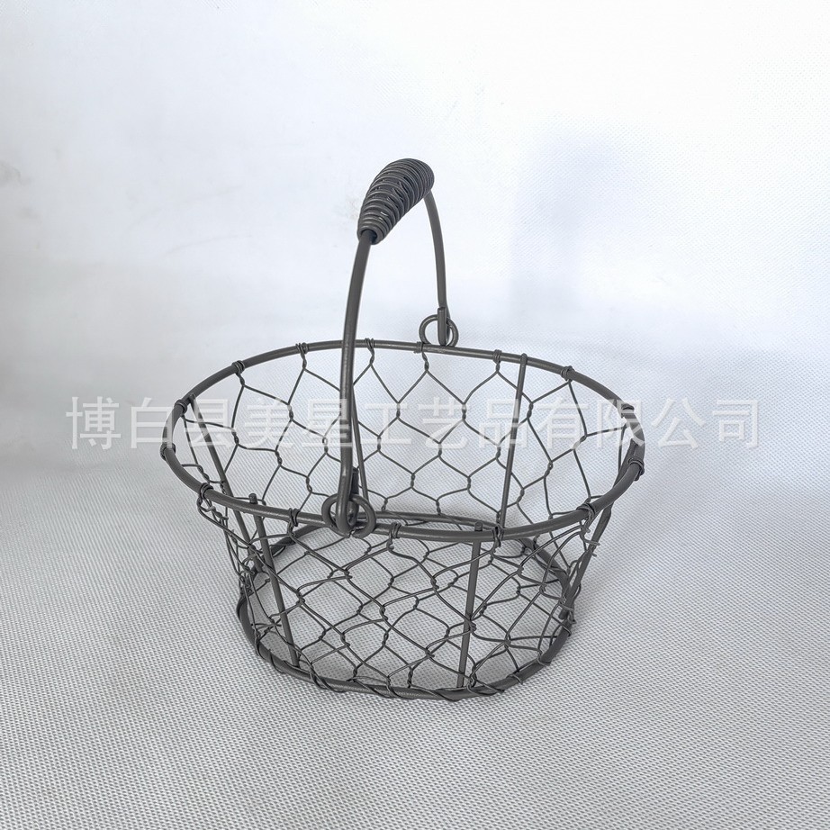 타원형 트위스트 메쉬 손바구니 - 커피 러스트 컬러 16X12X9HCM