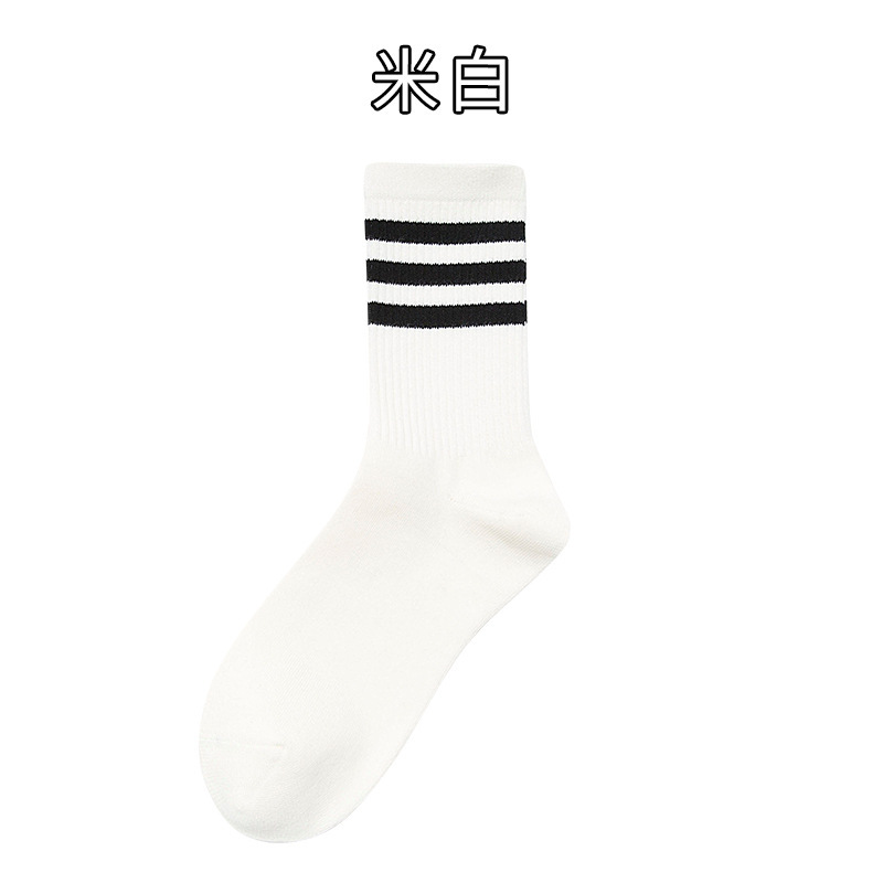 靴下 メンズ 春秋用 ミドル丈ソックス 白黒ストライプ バスケットボールソックス コーマ綿 カップルソックス スポーツ ランニングソックス ロング丈 レディースソックス|undefined