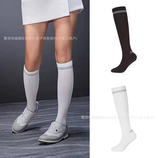 25 New Styles of Golf Socks for Women in Autumn and Winter, Fashionable and Versatile Striped Printed Long Socks, Sports Non-Slip Socks