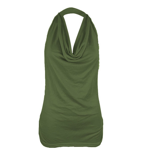 2025 Basic Bottom-Up Tank Top Style Amazon Plain Color Sleeveless T-Shirt for Women, European and American Style, Drape-Back, Revealing and Sexy Backless T-Shirt