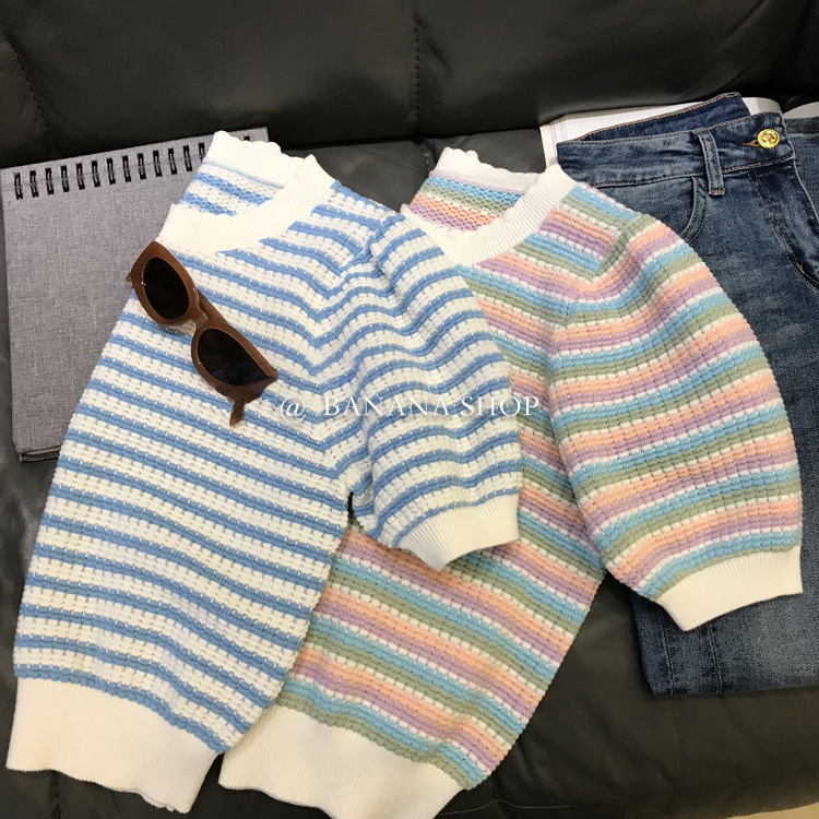 Rainbow knitted summer sweater