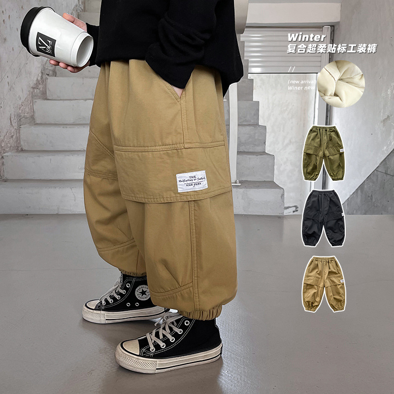 【清仓特价】儿童冬款韩版帅气休闲长裤气质贴标加厚男童工装裤潮