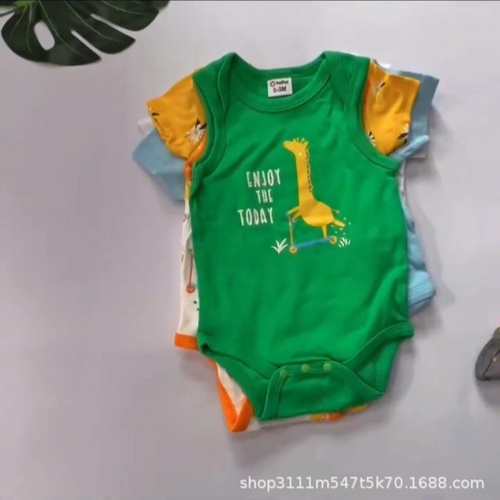 Comercio extranjero transfronterizo marca patpat hombre y mujer bebés de manga corta triángulo unido ropa de escalada mixta estilo misceláneo cola