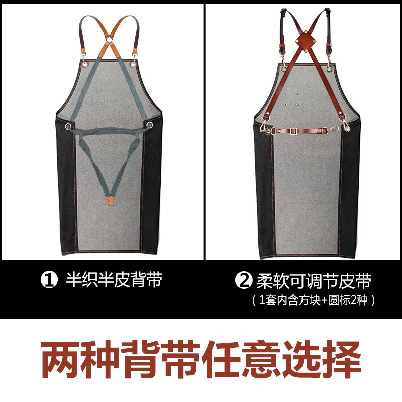 Denim delantal moda coreana peluquero pintura arte estudiante cafetería ropa de trabajo grueso lienzo delantal al por mayor