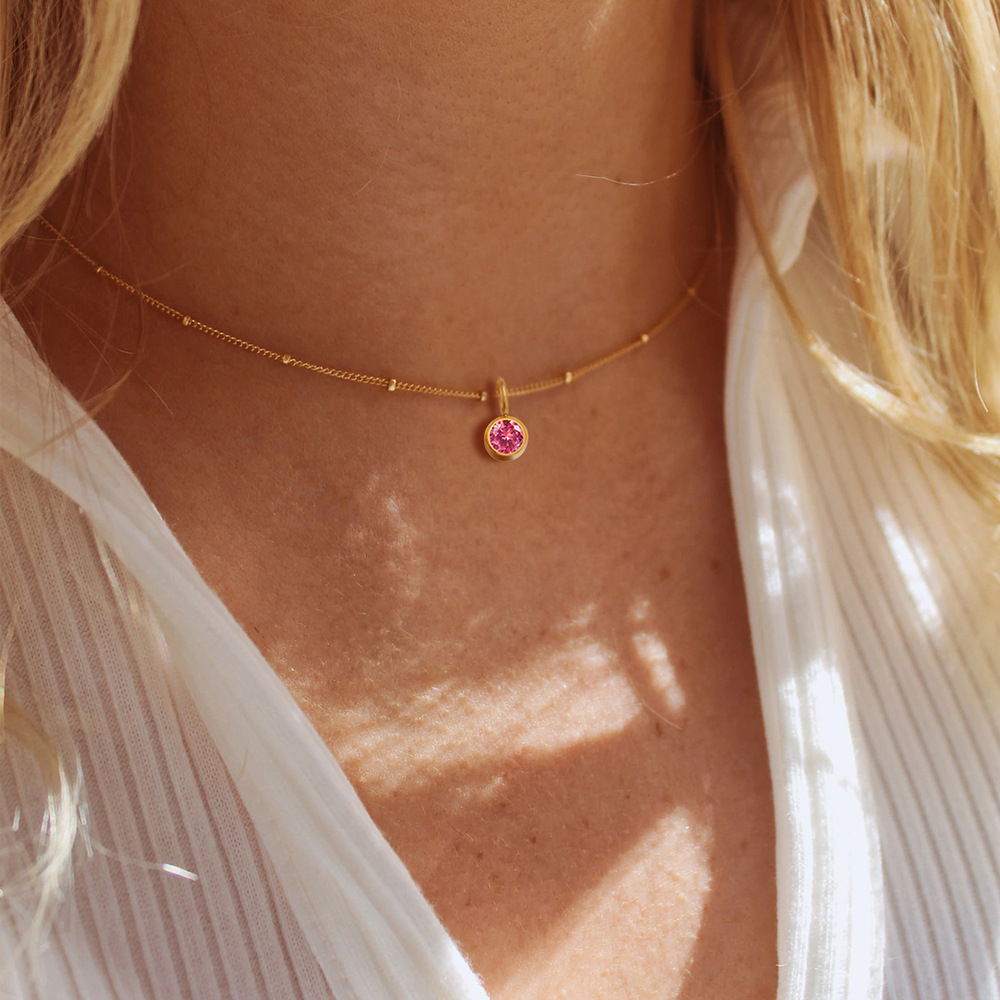 Rhinestones Pendant Material Real Gold Plated 316L Stainless Steel PVD Coated Rhinestones Geometric Waterproof Non Tarnish Surgical Steel Simple Style Classic Style Pendant Necklace For Women's
