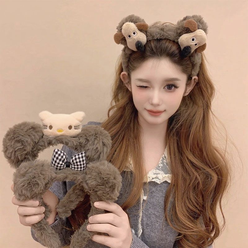 Cute Bear Ears Plush Headband for Women 2025 New High-Crown High-End Face Wash Special Headband Hairband